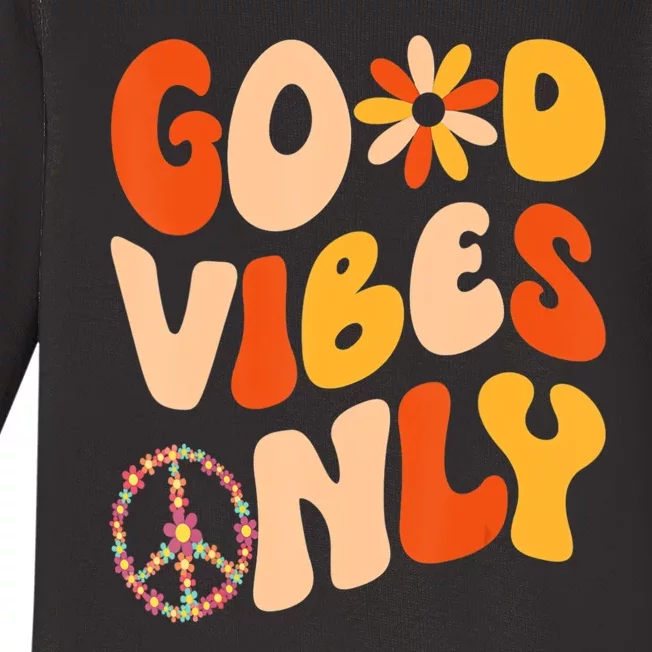 GOOD VIBES ONLY PEACE LOVE 60s 70s Tie Dye Groovy Hippie Baby Long Sleeve Bodysuit