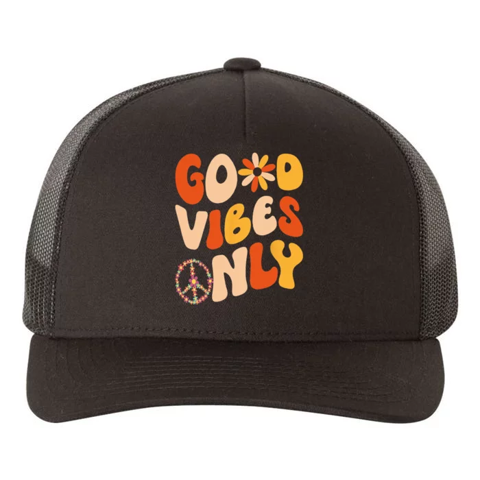 GOOD VIBES ONLY PEACE LOVE 60s 70s Tie Dye Groovy HippiE Yupoong Adult 5-Panel Trucker Hat