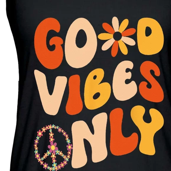 GOOD VIBES ONLY PEACE LOVE 60s 70s Tie Dye Groovy HippiE Ladies Essential Flowy Tank