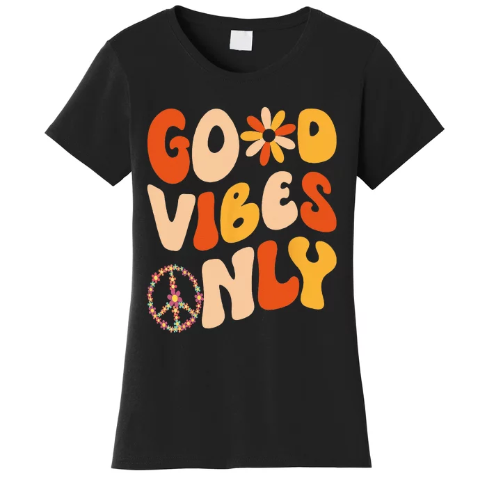 GOOD VIBES ONLY PEACE LOVE 60s 70s Tie Dye Groovy HippiE Women's T-Shirt