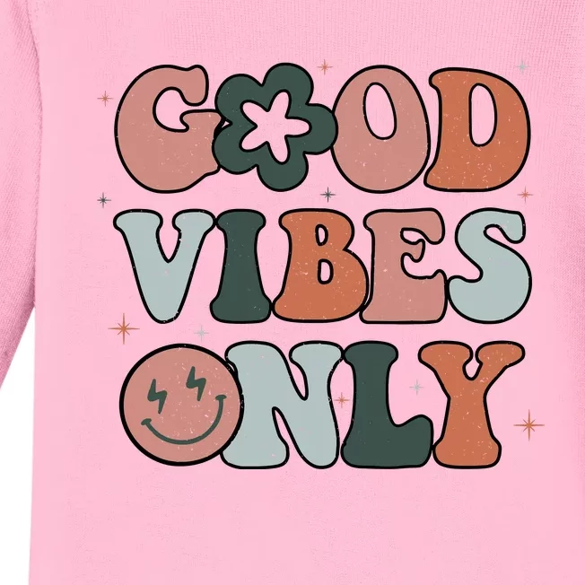 Good Vibes Only Peace Love 60s 70s Tie Dye Groovy Hippie Baby Long Sleeve Bodysuit