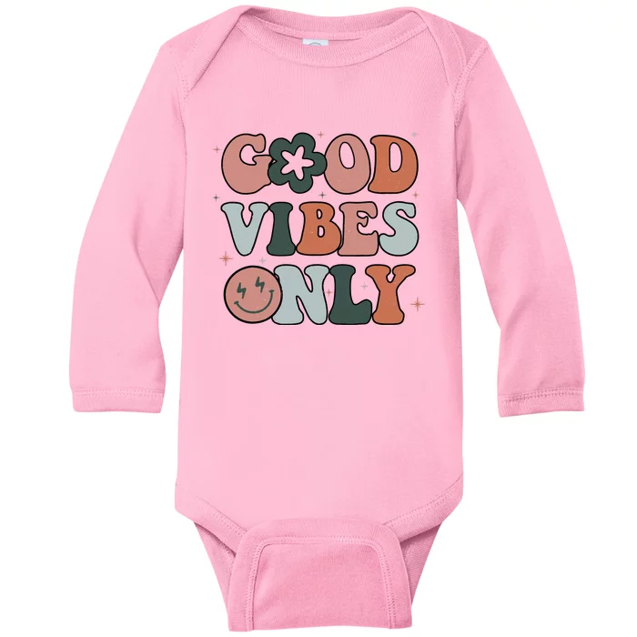 Good Vibes Only Peace Love 60s 70s Tie Dye Groovy Hippie Baby Long Sleeve Bodysuit