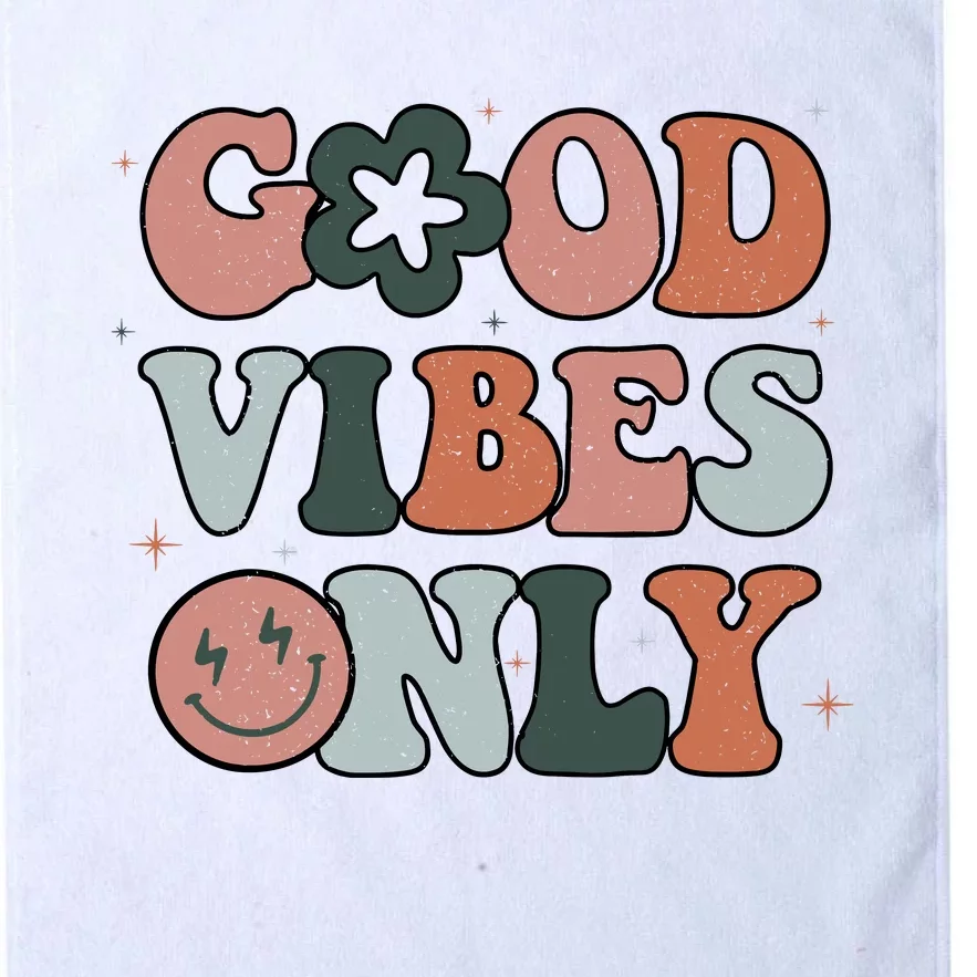 Good Vibes Only Peace Love 60s 70s Tie Dye Groovy Hippie Platinum Collection Golf Towel