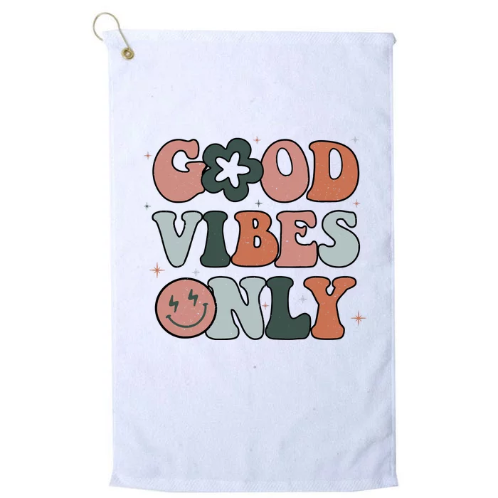 Good Vibes Only Peace Love 60s 70s Tie Dye Groovy Hippie Platinum Collection Golf Towel