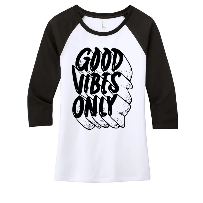 Good Vibes Only Cool Retro Women's Tri-Blend 3/4-Sleeve Raglan Shirt