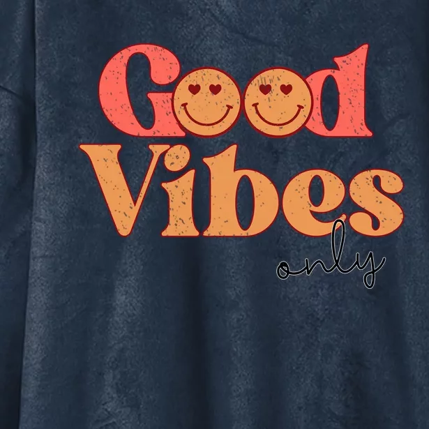 Good Vibes Only Positive Quote Happy Emoji Hooded Wearable Blanket