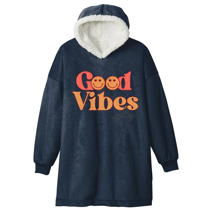 Good Vibes Only Positive Quote Happy Emoji Hooded Wearable Blanket