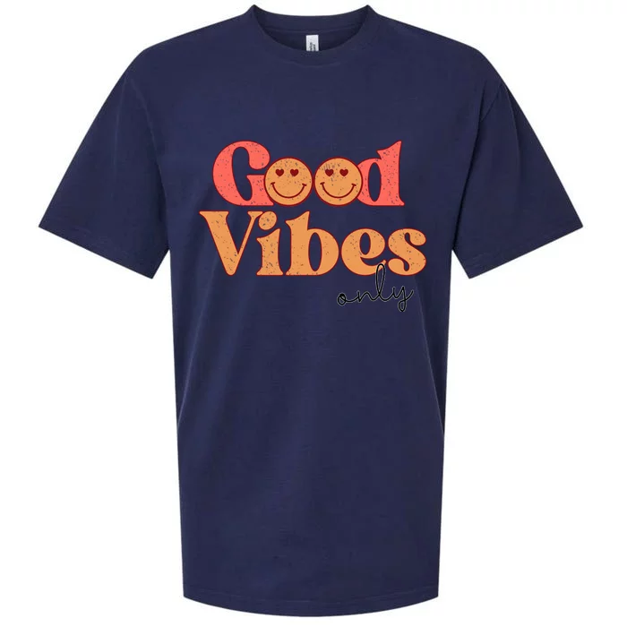 Good Vibes Only Positive Quote Happy Emoji Sueded Cloud Jersey T-Shirt