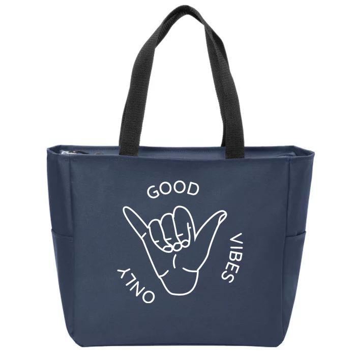 Good Vibes Only Gnarly Surfer Zip Tote Bag