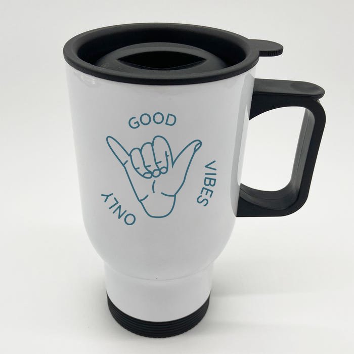 Good Vibes Only Gnarly Surfer Front & Back Stainless Steel Travel Mug