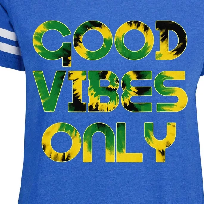 Good Vibe Only Jamaica Flag Tie Dye Positive Vibes Only Enza Ladies Jersey Football T-Shirt