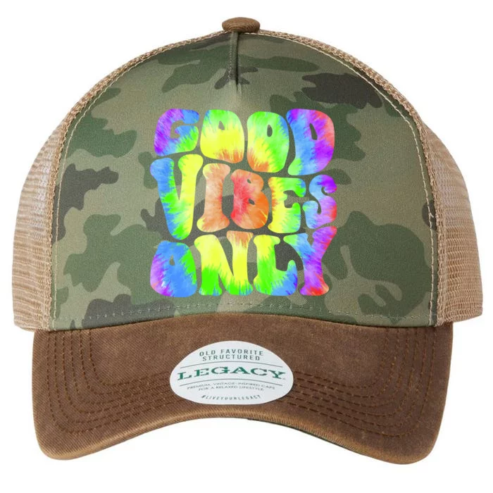 Good Vibes Only Trippy Colorful Vibing Legacy Tie Dye Trucker Hat