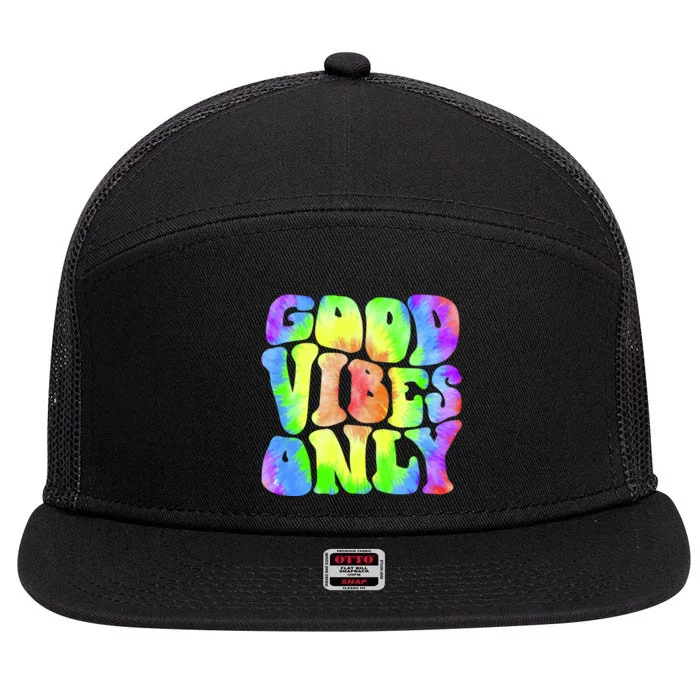 Good Vibes Only Trippy Colorful Vibing 7 Panel Mesh Trucker Snapback Hat