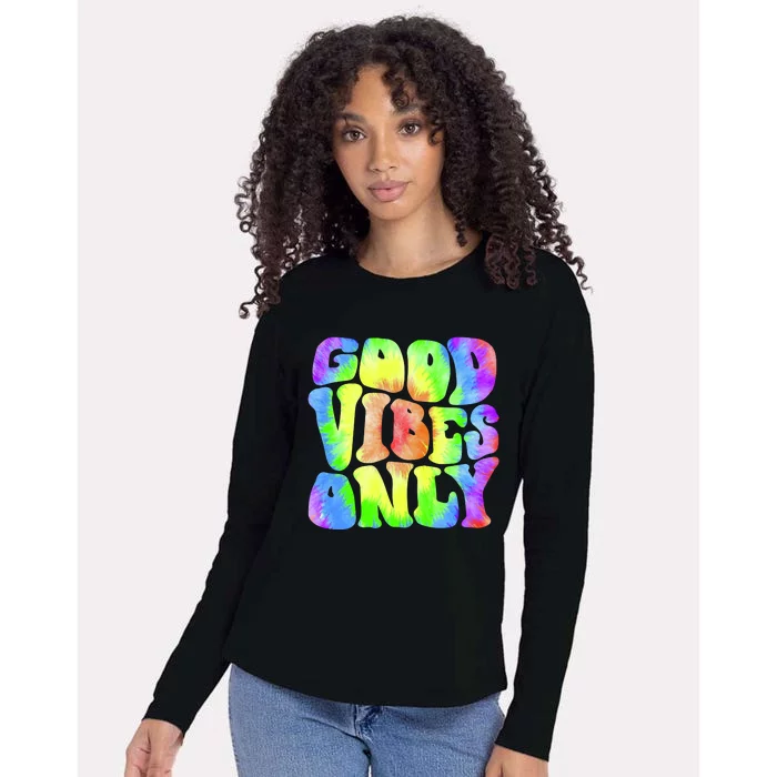 Good Vibes Only Trippy Colorful Vibing Womens Cotton Relaxed Long Sleeve T-Shirt