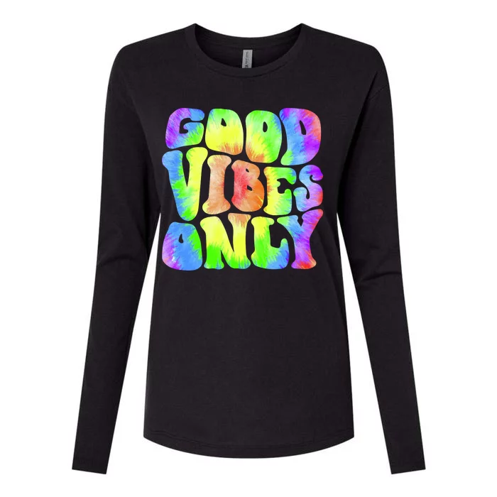 Good Vibes Only Trippy Colorful Vibing Womens Cotton Relaxed Long Sleeve T-Shirt