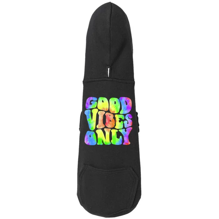 Good Vibes Only Trippy Colorful Vibing Doggie 3-End Fleece Hoodie