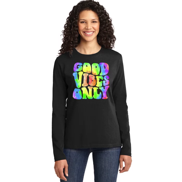 Good Vibes Only Trippy Colorful Vibing Ladies Long Sleeve Shirt