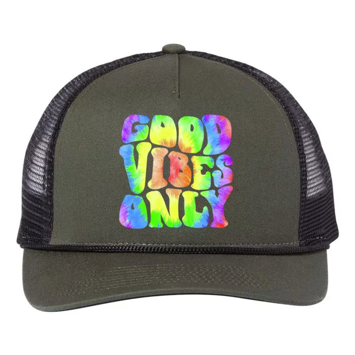 Good Vibes Only Trippy Colorful Vibing Retro Rope Trucker Hat Cap