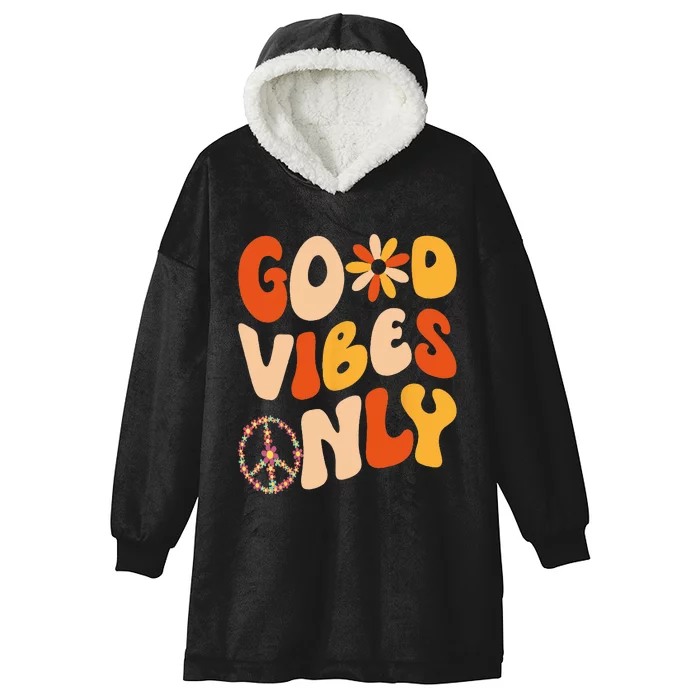 GOOD VIBES ONLY PEACE LOVE 60s 70s Tie Dye Groovy HippiE Hooded Wearable Blanket