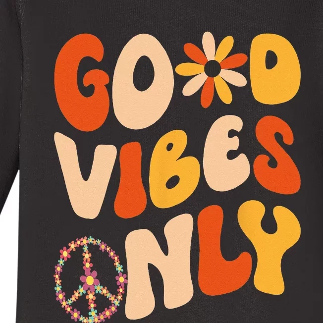 GOOD VIBES ONLY PEACE LOVE 60s 70s Tie Dye Groovy HippiE Baby Long Sleeve Bodysuit