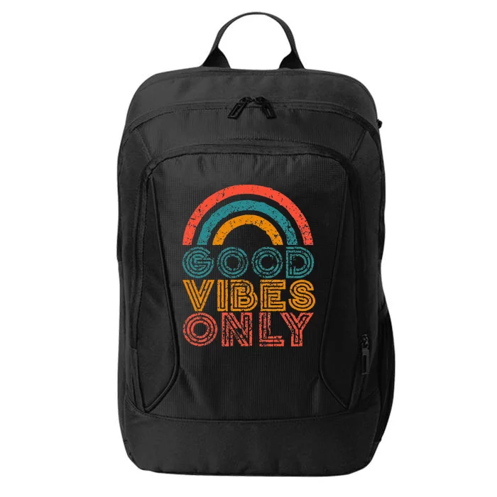 Good Vibes Only Vintage Rainbow Positive Vibe Quote Gift City Backpack