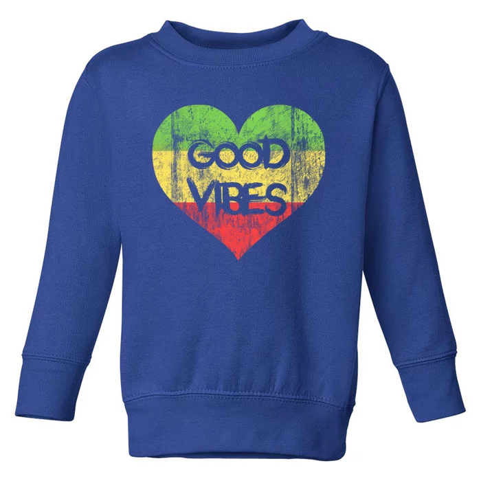 Good Vibes One Love One Heart Rastafari Gift Toddler Sweatshirt