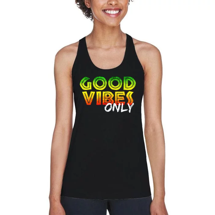 Good Vibes Only Rasta Reggae Jamaica Summer One Love Women's Racerback Tank