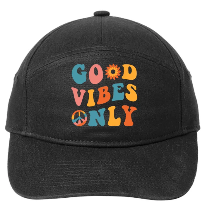 Good Vibes Only Groovy Trendy Peace Love 60s 70s Vintage 7-Panel Snapback Hat