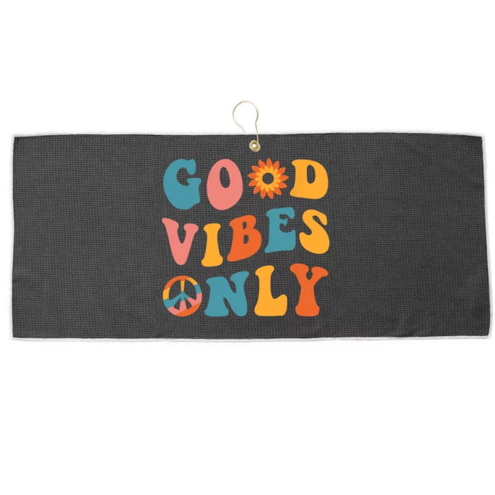 Good Vibes Only Groovy Trendy Peace Love 60s 70s Vintage Large Microfiber Waffle Golf Towel