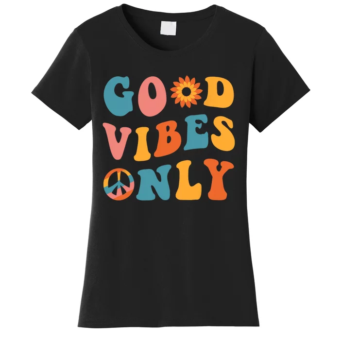 Good Vibes Only Groovy Trendy Peace Love 60s 70s Vintage Women's T-Shirt