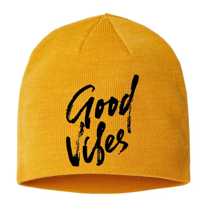 Good Vibes Positive Quote 8 1/2in Sustainable Knit Beanie