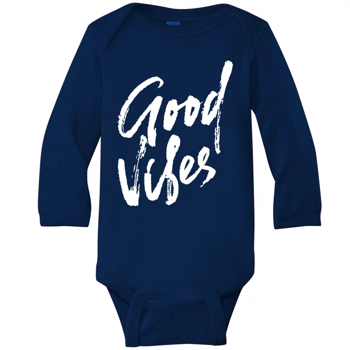 Good Vibes Positive Quote Baby Long Sleeve Bodysuit