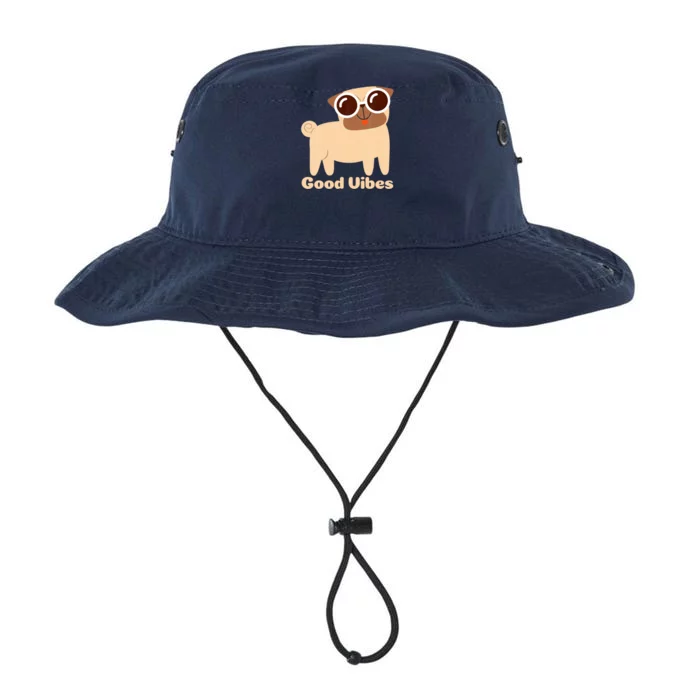 Good Vibes Pug Dog Lover Summer Vacation Positive Energy Legacy Cool Fit Booney Bucket Hat