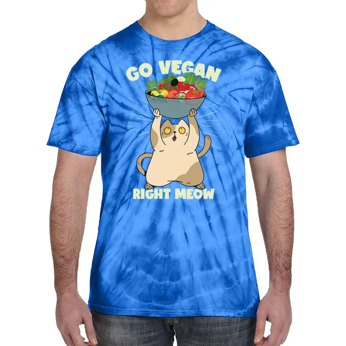 Go Vegan Right Meow Funny Cat Veganism Gift Tie-Dye T-Shirt