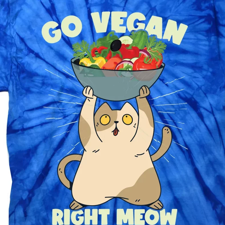 Go Vegan Right Meow Funny Cat Veganism Gift Tie-Dye T-Shirt