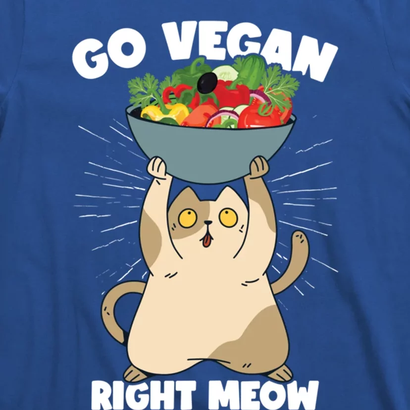 Go Vegan Right Meow Funny Veganism Cat Organic Food Vegan Gift T-Shirt