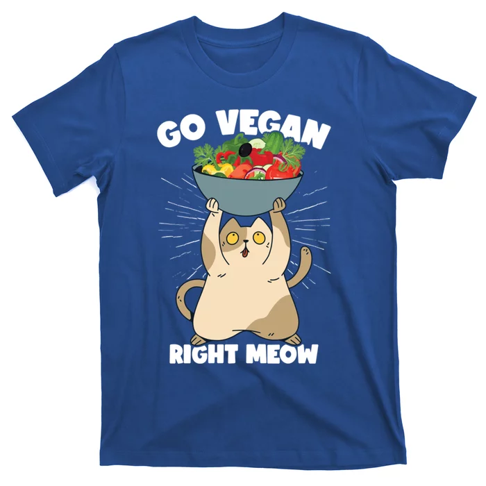 Go Vegan Right Meow Funny Veganism Cat Organic Food Vegan Gift T-Shirt