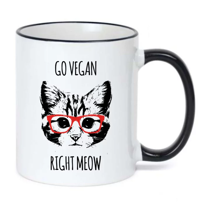 Go Vegan Right Meow Funny Gift For Vegans Vegan Funny Gift Black Color Changing Mug