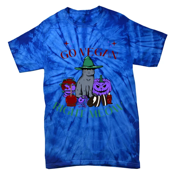 Go Vegan Right Meow For Halloween Gift Tie-Dye T-Shirt