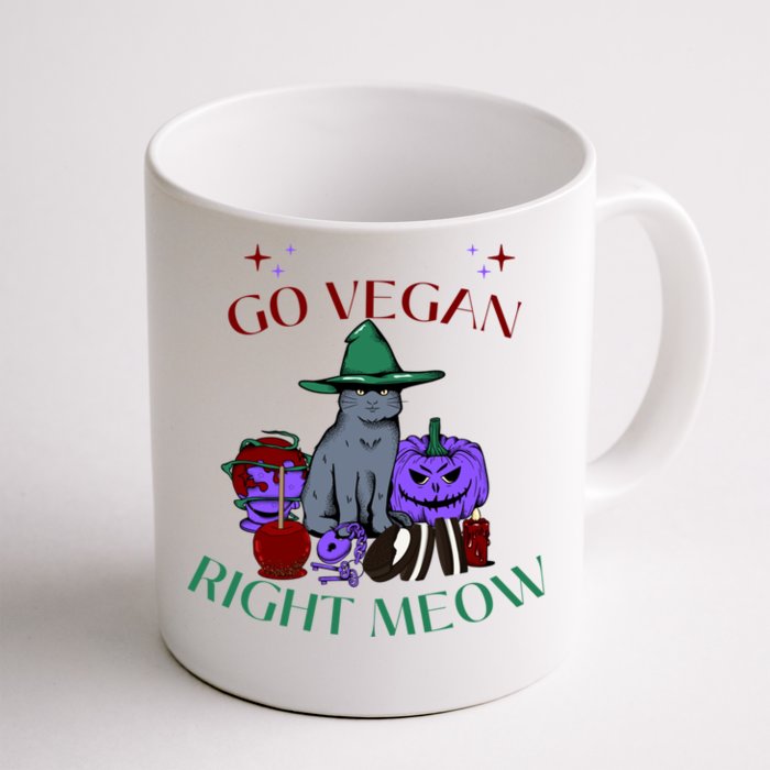 Go Vegan Right Meow For Halloween Gift Front & Back Coffee Mug