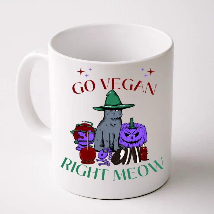 Go Vegan Right Meow For Halloween Gift Front & Back Coffee Mug