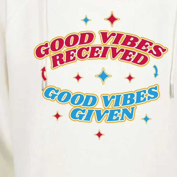 Good Vibes Received Good Vibes Given Retro Womens Funnel Neck Pullover Hood