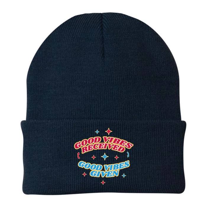 Good Vibes Received Good Vibes Given Retro Knit Cap Winter Beanie