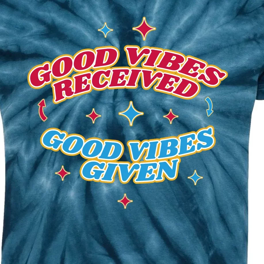 Good Vibes Received Good Vibes Given Retro Kids Tie-Dye T-Shirt