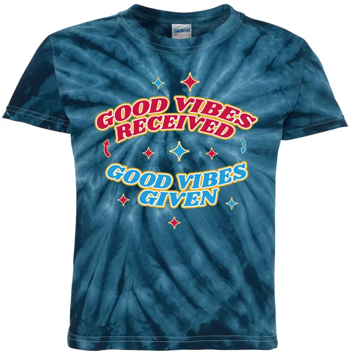 Good Vibes Received Good Vibes Given Retro Kids Tie-Dye T-Shirt