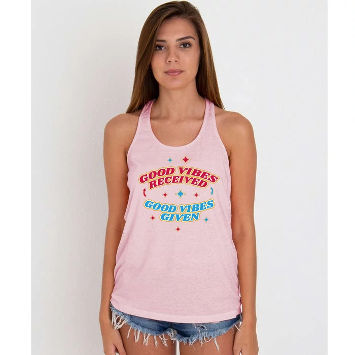 Good Vibes Received Good Vibes Given Retro Women's Knotted Racerback Tank