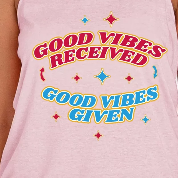 Good Vibes Received Good Vibes Given Retro Women's Knotted Racerback Tank