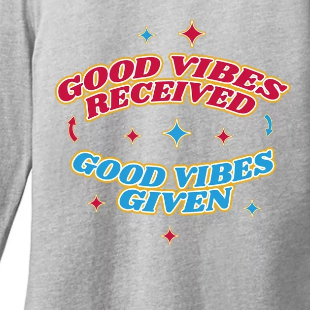 Good Vibes Received Good Vibes Given Retro Womens CVC Long Sleeve Shirt