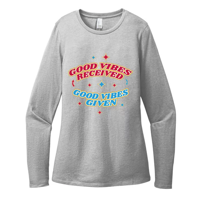 Good Vibes Received Good Vibes Given Retro Womens CVC Long Sleeve Shirt