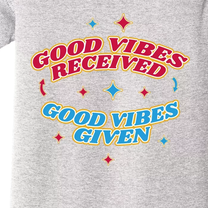 Good Vibes Received Good Vibes Given Retro Baby Bodysuit